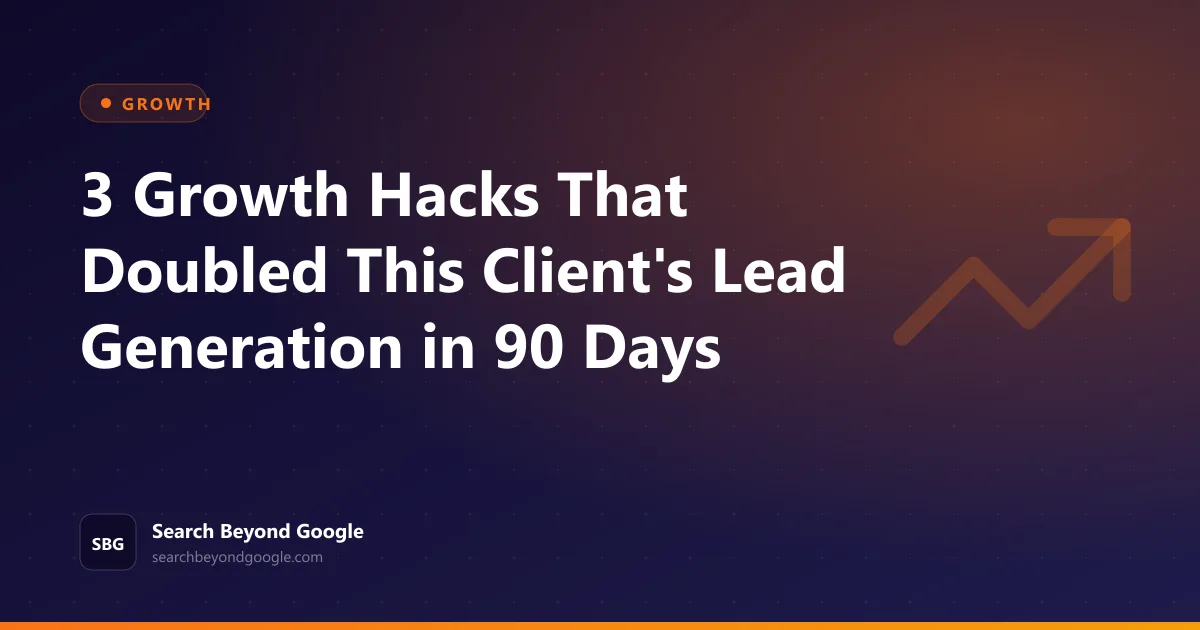 3 Growth Hacks That Doubled This Client's Lead Generation in 90 Days — Growth featured graphic by Search Beyond Google